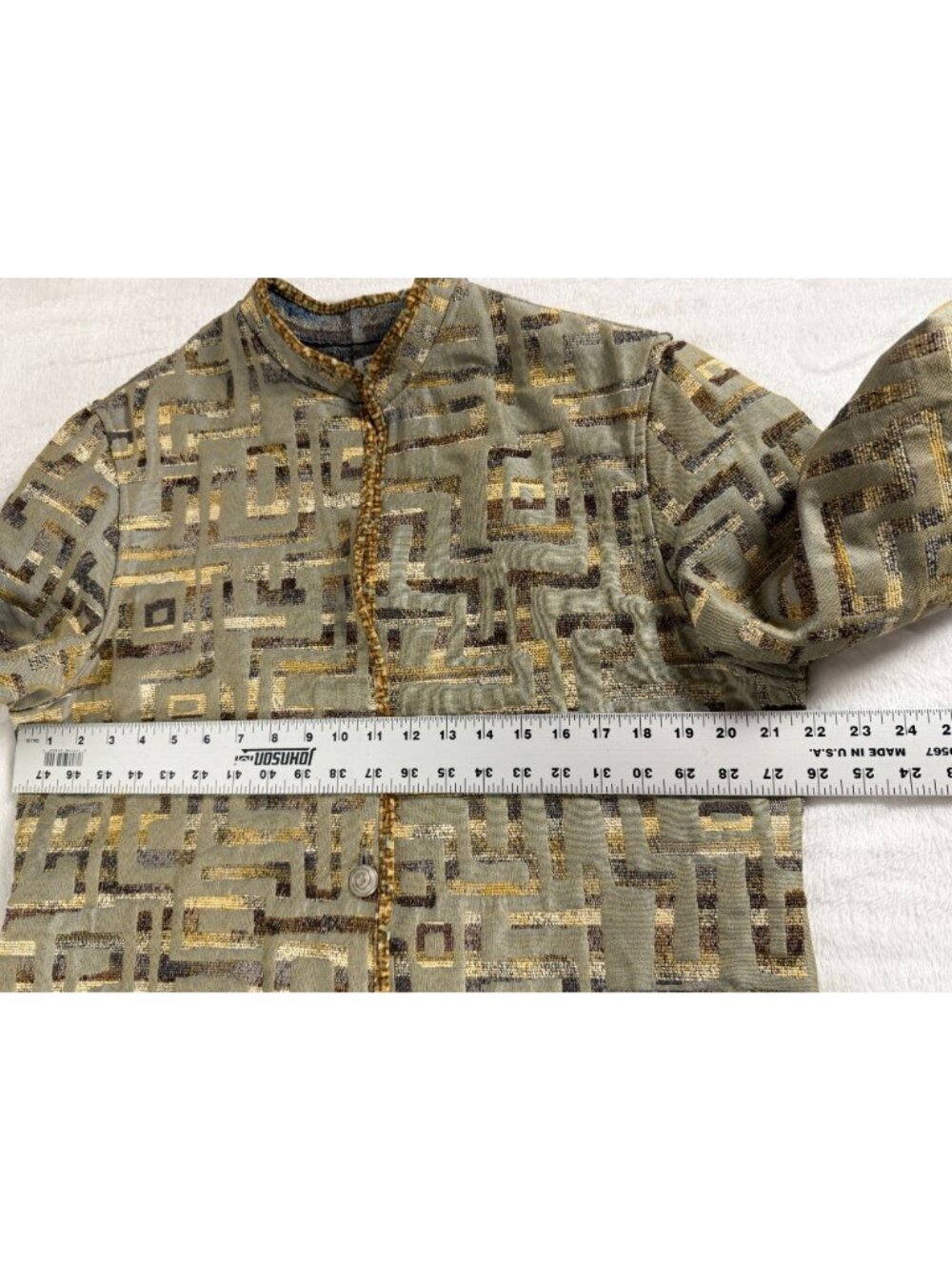 Première Reversible Jacket Green Gold Metallic Abstract Geometric Art To Wear XL - Picture 11 of 14